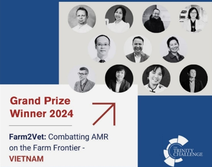 The Trinity Challenge vinh danh nhóm dự án Farm2Vet của Việt Nam khi thành giải thưởng trị giá 1 triệu bảng anh hôm 6/6. Ảnh BTC