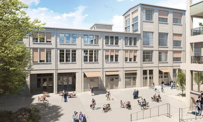 Tòa nhà không thải carbon nhìn từ mặt ngoài. Ảnh: Cham Group