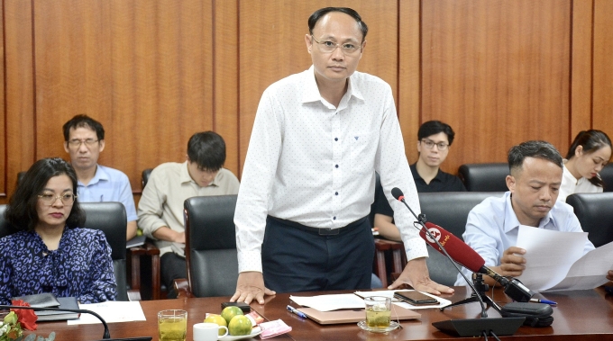 PGS Phí Quyết Tiến chia sẻ thông tin tại họp báo. Ảnh: QD