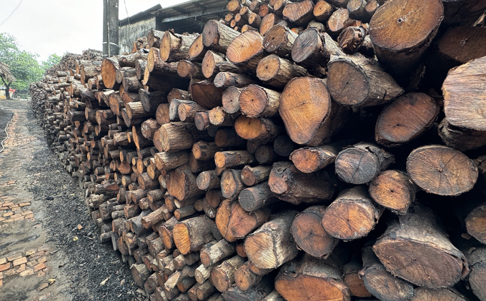 Nguồn củi nguyên liệu dùng để hầm than. Ảnh: An Bình