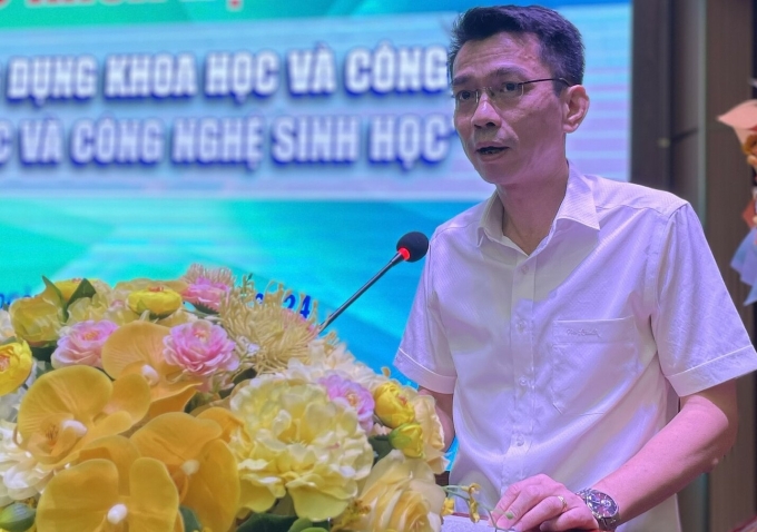 Ông Lưu Quang Minh, Vụ phó Vụ khoa học công nghệ các ngành kinh tế - kỹ thuật (Bộ Khoa học và Công nghệ) phát biểu tại hội thảo. Ảnh: Hà An